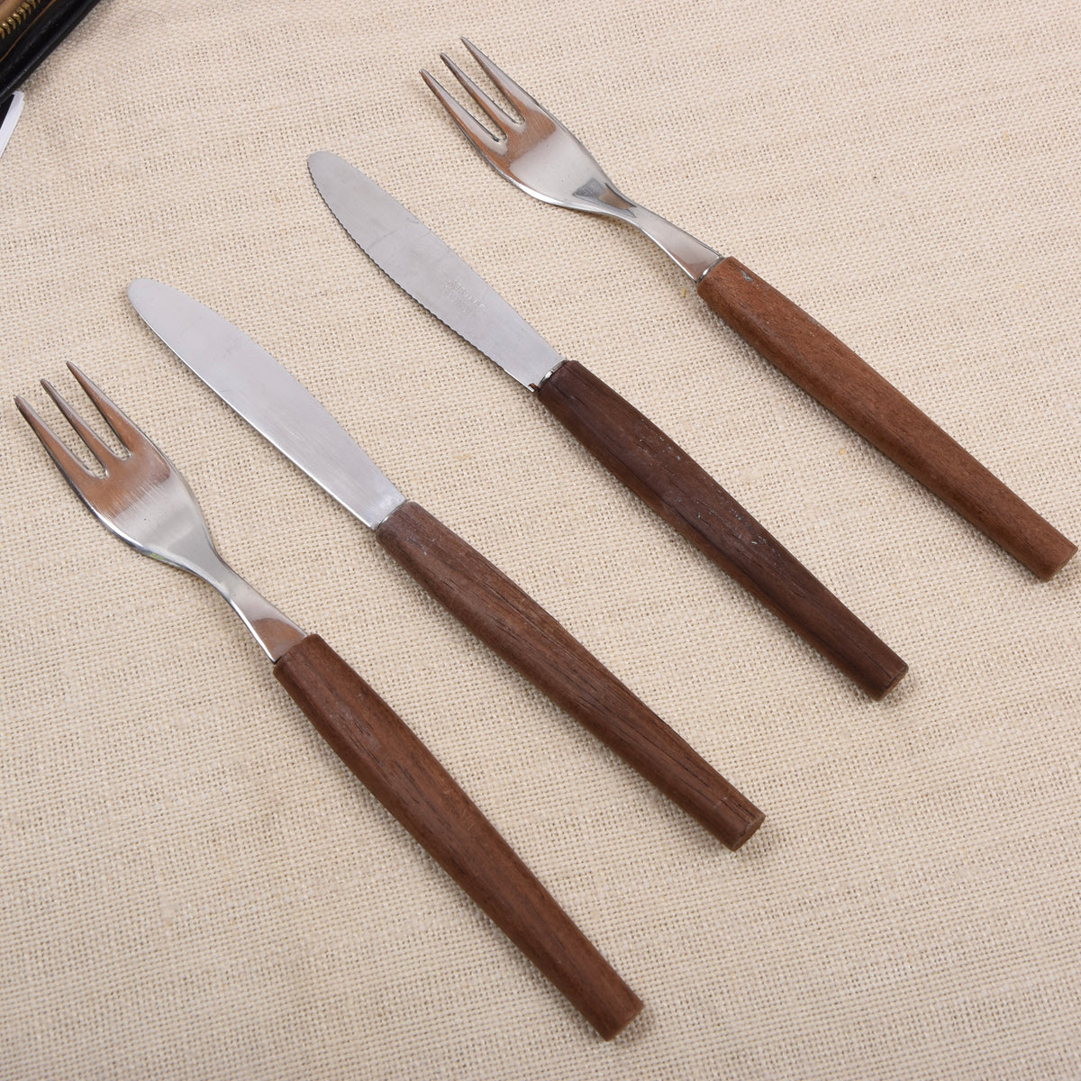 Vintage Jausenset/Picknick Set 2 Personen + Lederetui