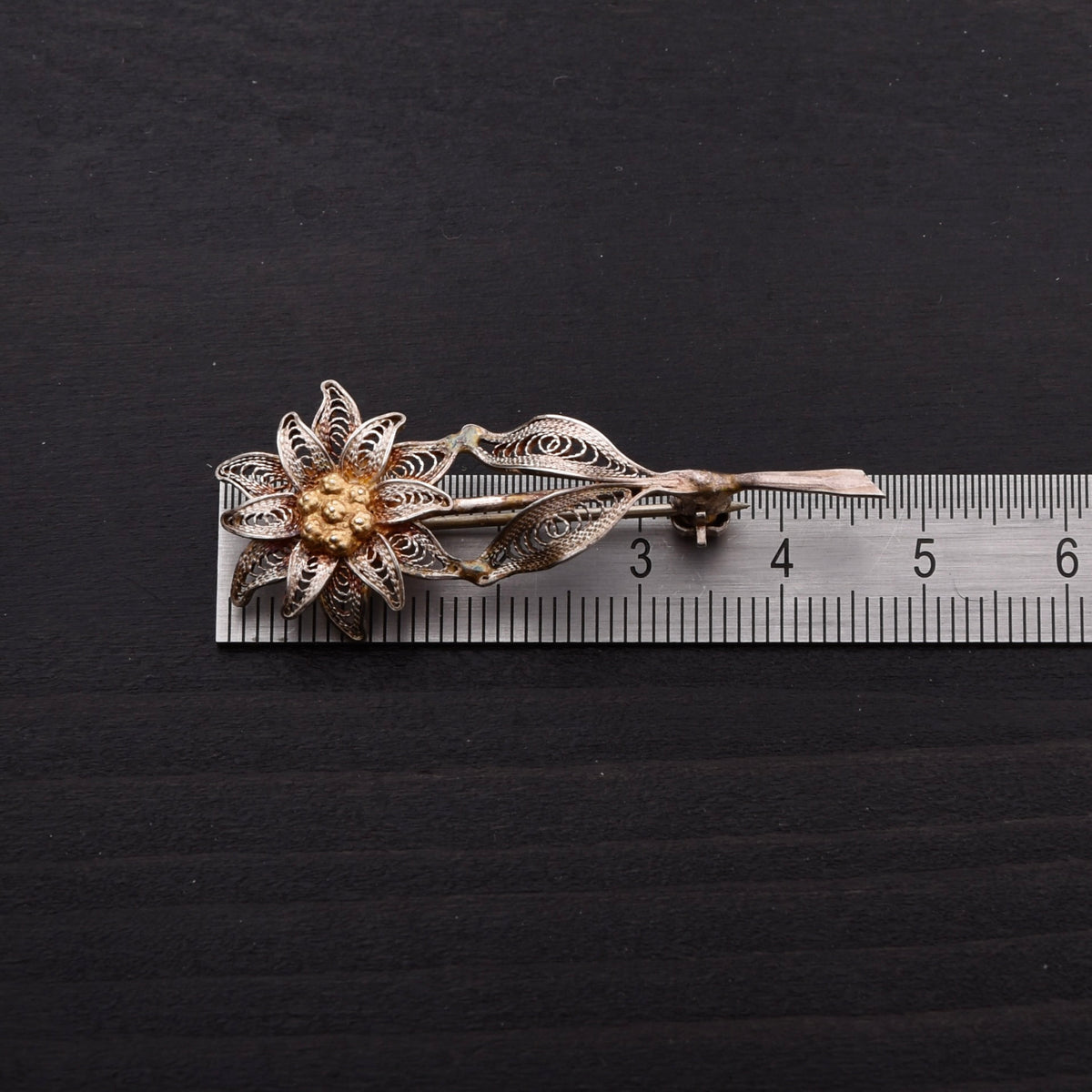 Vintage Edelweiß 800 Silber Filigran Brosche/Anstecknadel ca. 4.7cm
