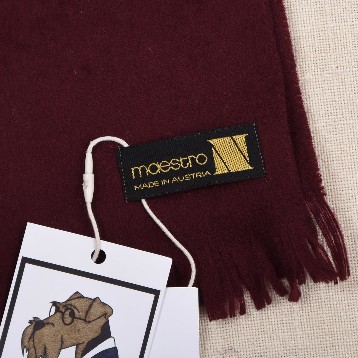 NOS Maestro 100% Wool Scarf Made in Austria ca. 129cm - Bordeaux