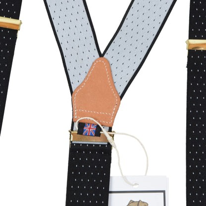 Albert Thurston Elastic Braces/Suspenders - Black Pindot