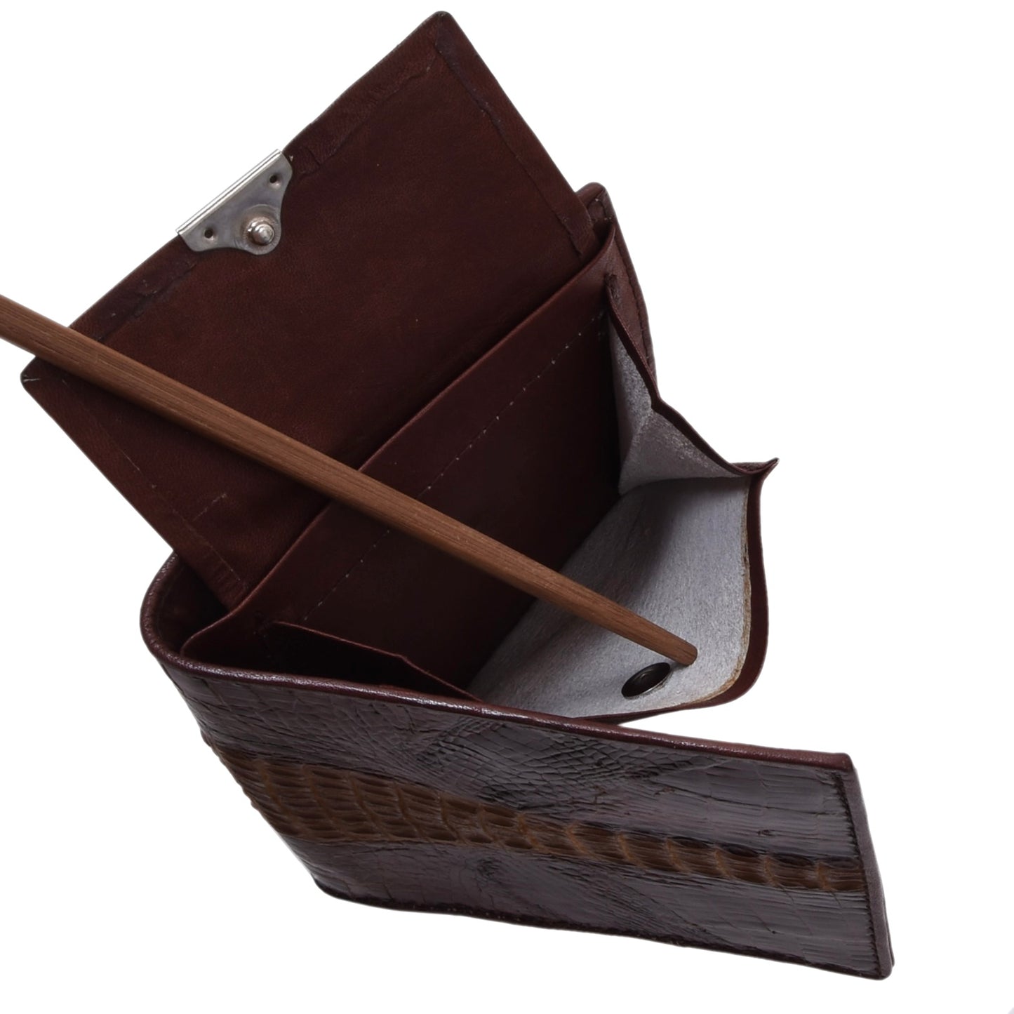 Crocodile/Alligator Leather Wallet ca. 11cm - Brown