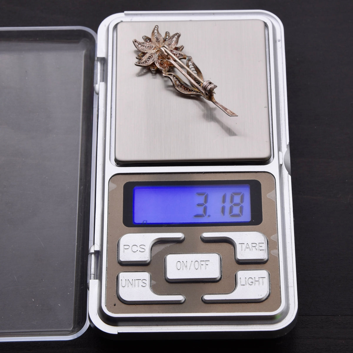 Vintage Edelweiß 800 Silber Filigran Brosche/Anstecknadel ca. 4.7cm