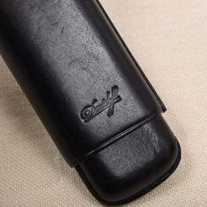 Davidoff Leder Zigarrenetui (2 Zigarren) 17cm - Schwarz