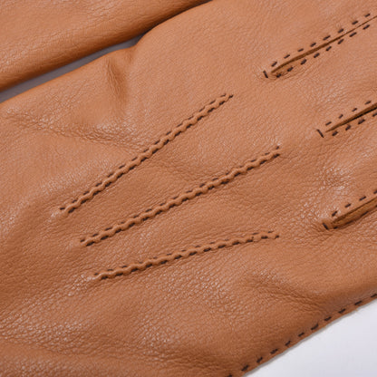 Butter Soft Wool-Lined Leather Gloves Size 9 1/2 ca. 11.8cm - Tan
