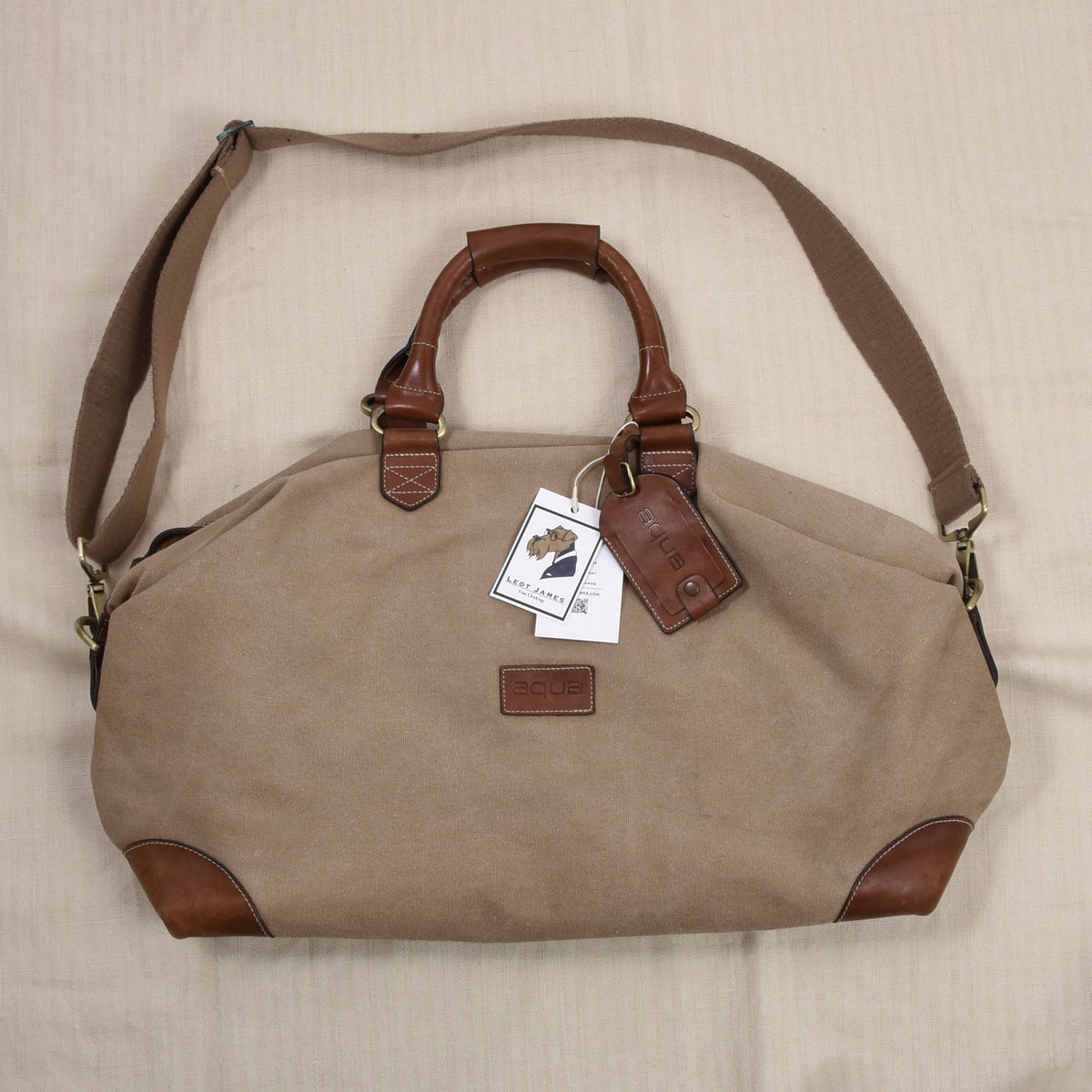 Aqua Segeltuch & Leder Weekender/Tasche ca. 50cm - Khaki