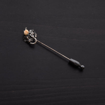 Vintage Jagd-Anstecknadel 835 Silber mit Grandl ca. 7cm