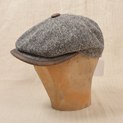 Neu Ohne Etikett Faustmann Tweed Baker Boy Schiebermütze Gr. 55 - Braun