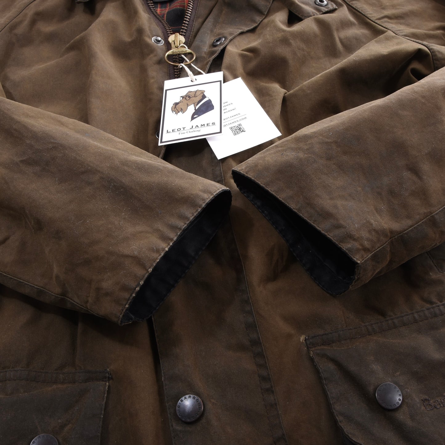 Barbour Beaufort Limited Edition Waxed Jacket Feat. Leather Collar Size C40 ca. 60cm - Green