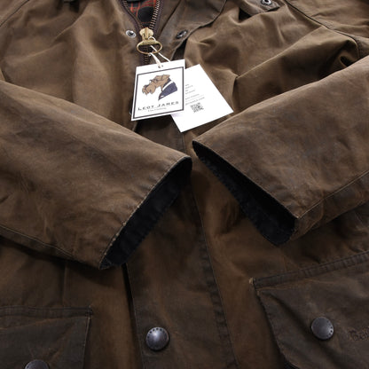 Barbour Beaufort Limited Edition Waxed Jacket Feat. Leather Collar Size C40 ca. 60cm - Green