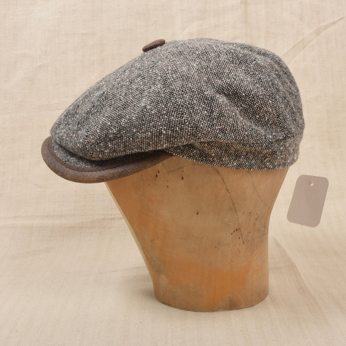 Neu Ohne Etikett Faustmann Tweed Baker Boy Schiebermütze Gr. 55 - Braun