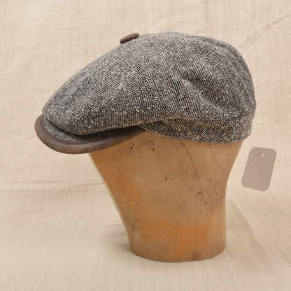 Neu Ohne Etikett Faustmann Tweed Baker Boy Schiebermütze Gr. 55 - Braun