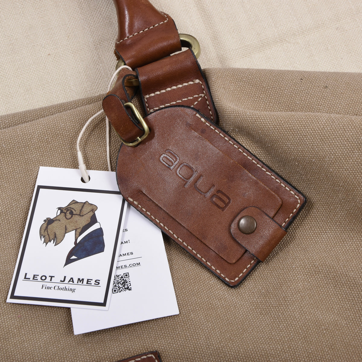 Aqua Segeltuch & Leder Weekender/Tasche ca. 50cm - Khaki