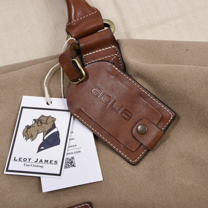 Aqua Segeltuch & Leder Weekender/Tasche ca. 50cm - Khaki