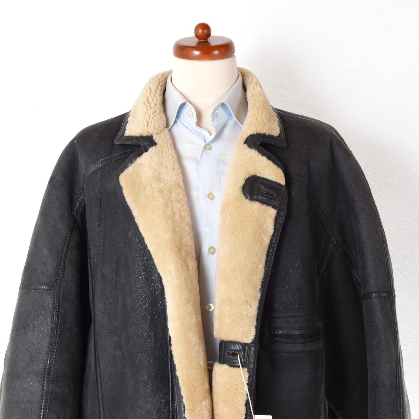 Christ Vintage Shearling Coat Chest ca. 67cm - Charcoal