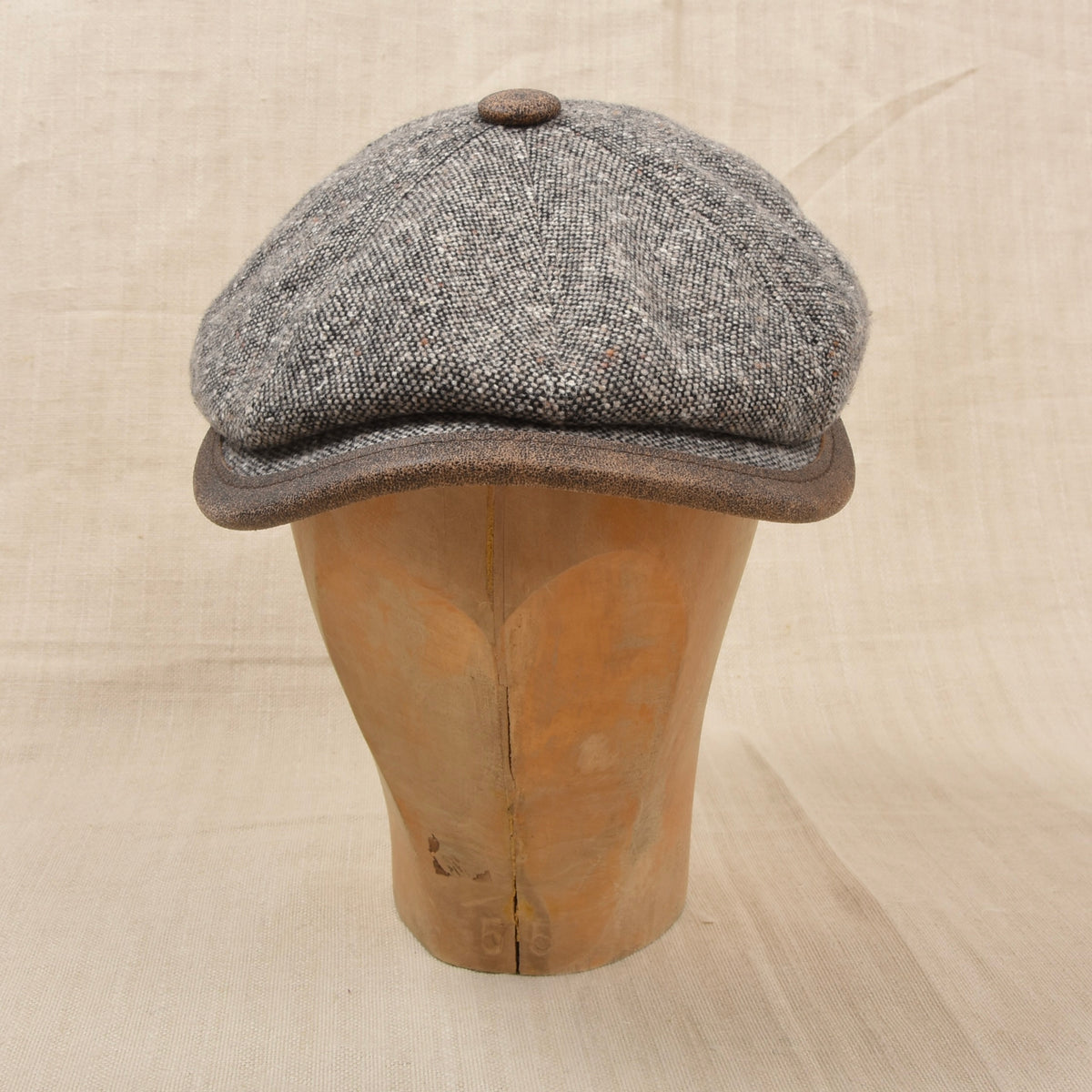 Neu Ohne Etikett Faustmann Tweed Baker Boy Schiebermütze Gr. 55 - Braun