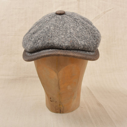 Neu Ohne Etikett Faustmann Tweed Baker Boy Schiebermütze Gr. 55 - Braun