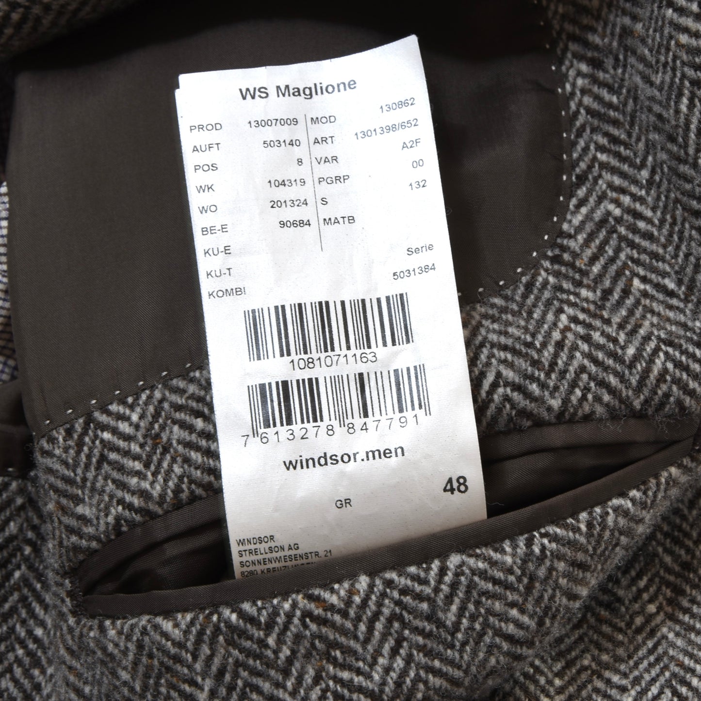 Moessmer x Windsor 1/4 Lined Tweed Jacket Size 48 - Brown Herringbone
