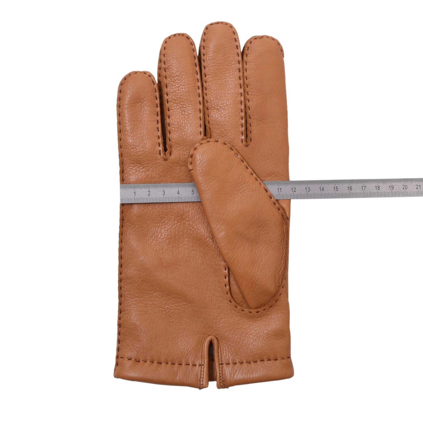 Butter Soft Wool-Lined Leather Gloves Size 9 1/2 ca. 11.8cm - Tan