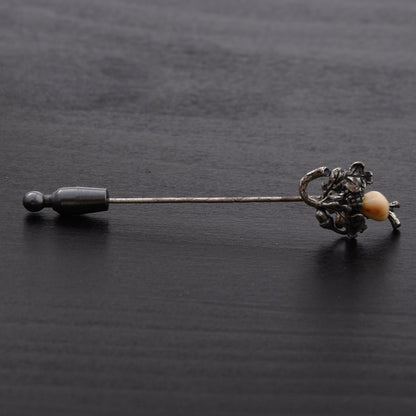 Vintage Jagd-Anstecknadel 835 Silber mit Grandl ca. 7cm