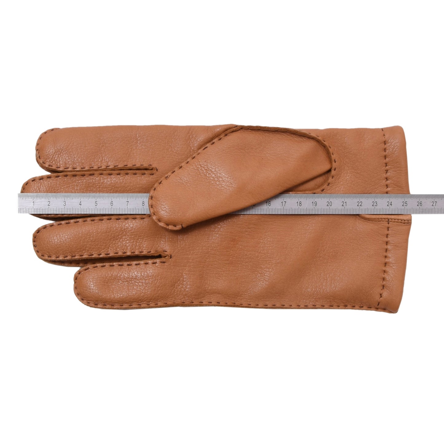 Butter Soft Wool-Lined Leather Gloves Size 9 1/2 ca. 11.8cm - Tan