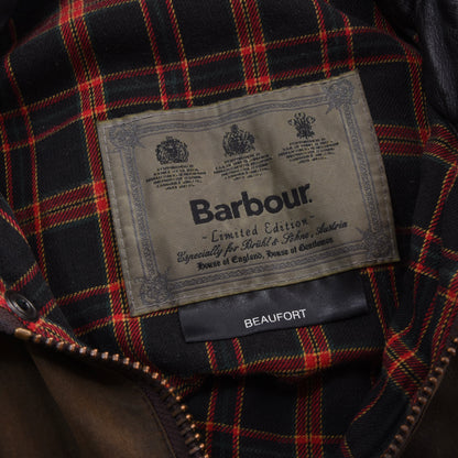 Barbour Beaufort Limited Edition Waxed Jacket Feat. Leather Collar Size C40 ca. 60cm - Green