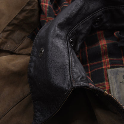 Barbour Beaufort Limited Edition Waxed Jacket Feat. Leather Collar Size C40 ca. 60cm - Green