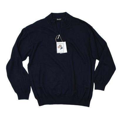 Brian Scott Collection Sweater 50/50 Cashmere/Silk 1/4 Zip Size XL - Navy Blue