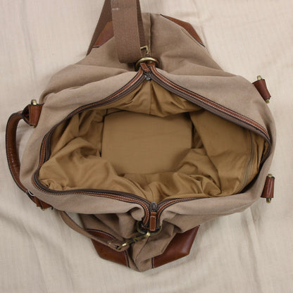 Aqua Segeltuch & Leder Weekender/Tasche ca. 50cm - Khaki