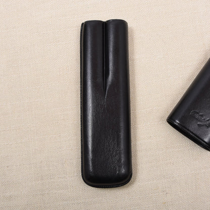 Davidoff Leder Zigarrenetui (2 Zigarren) 17cm - Schwarz