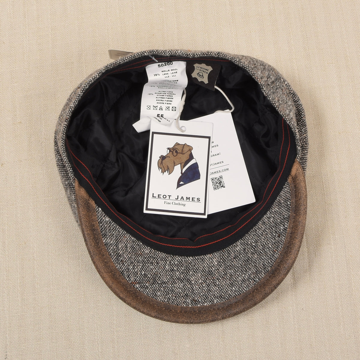 Neu Ohne Etikett Faustmann Tweed Baker Boy Schiebermütze Gr. 55 - Braun