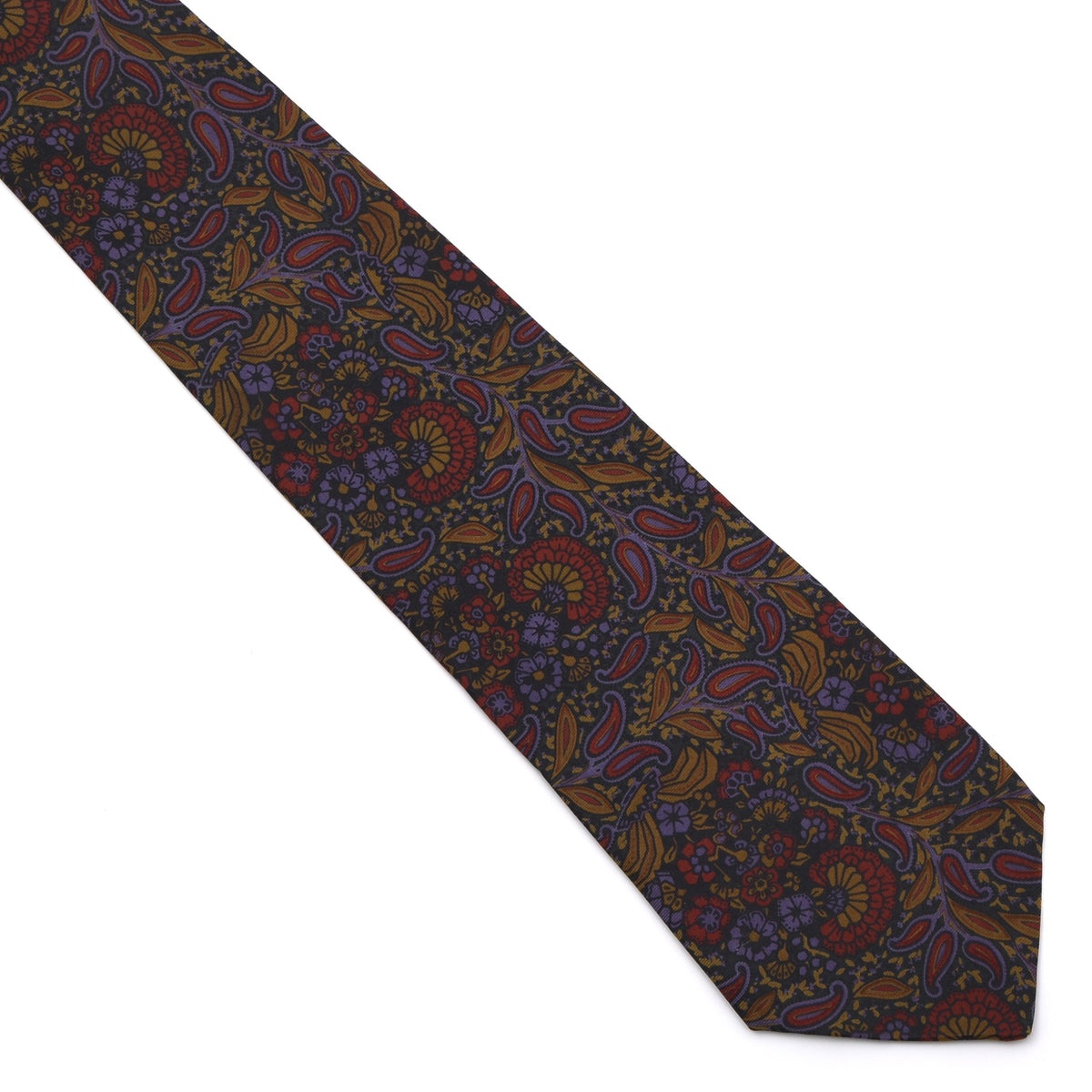 Madelios Paris Vintage Seide Krawatte Made in France – Grün Paisley