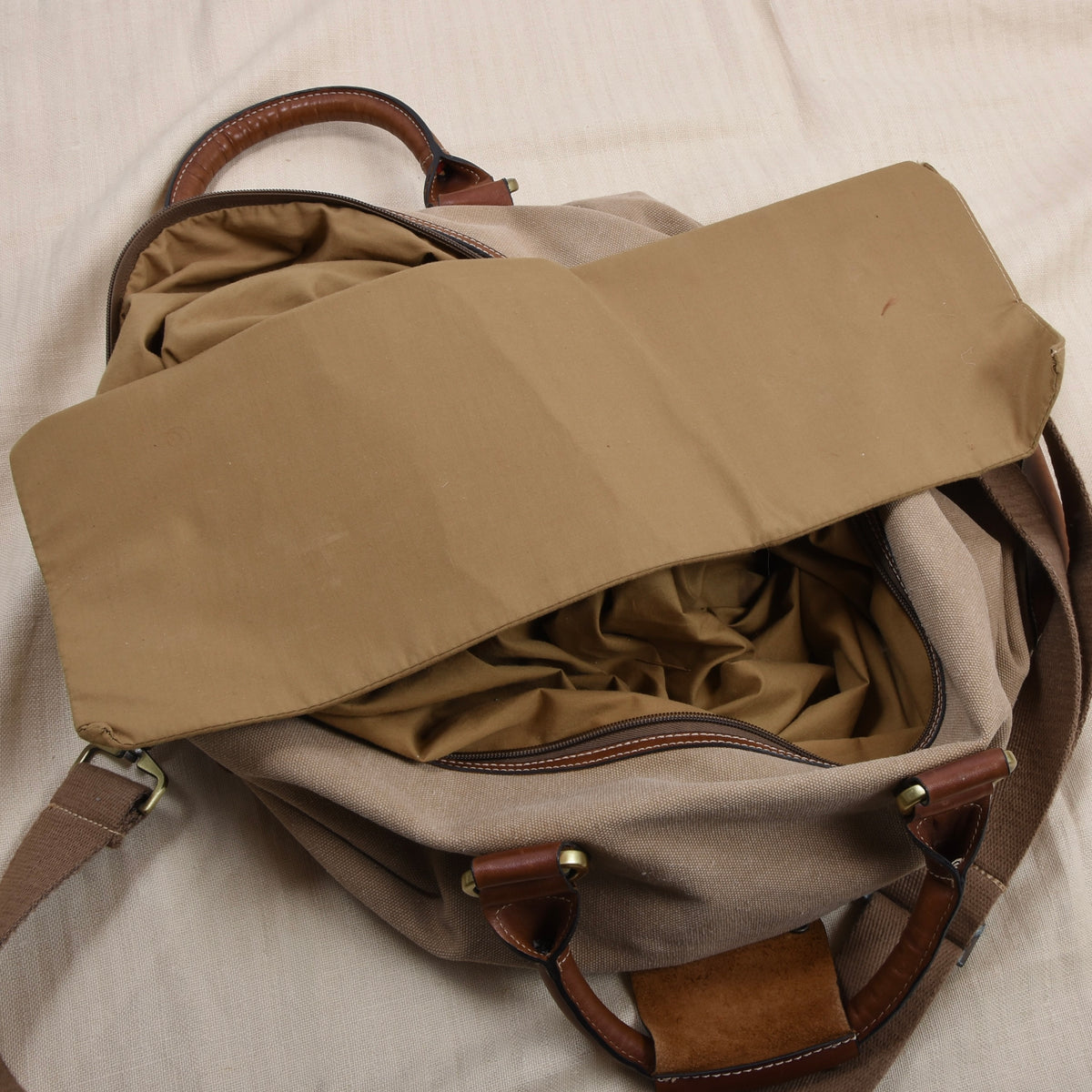 Aqua Segeltuch & Leder Weekender/Tasche ca. 50cm - Khaki