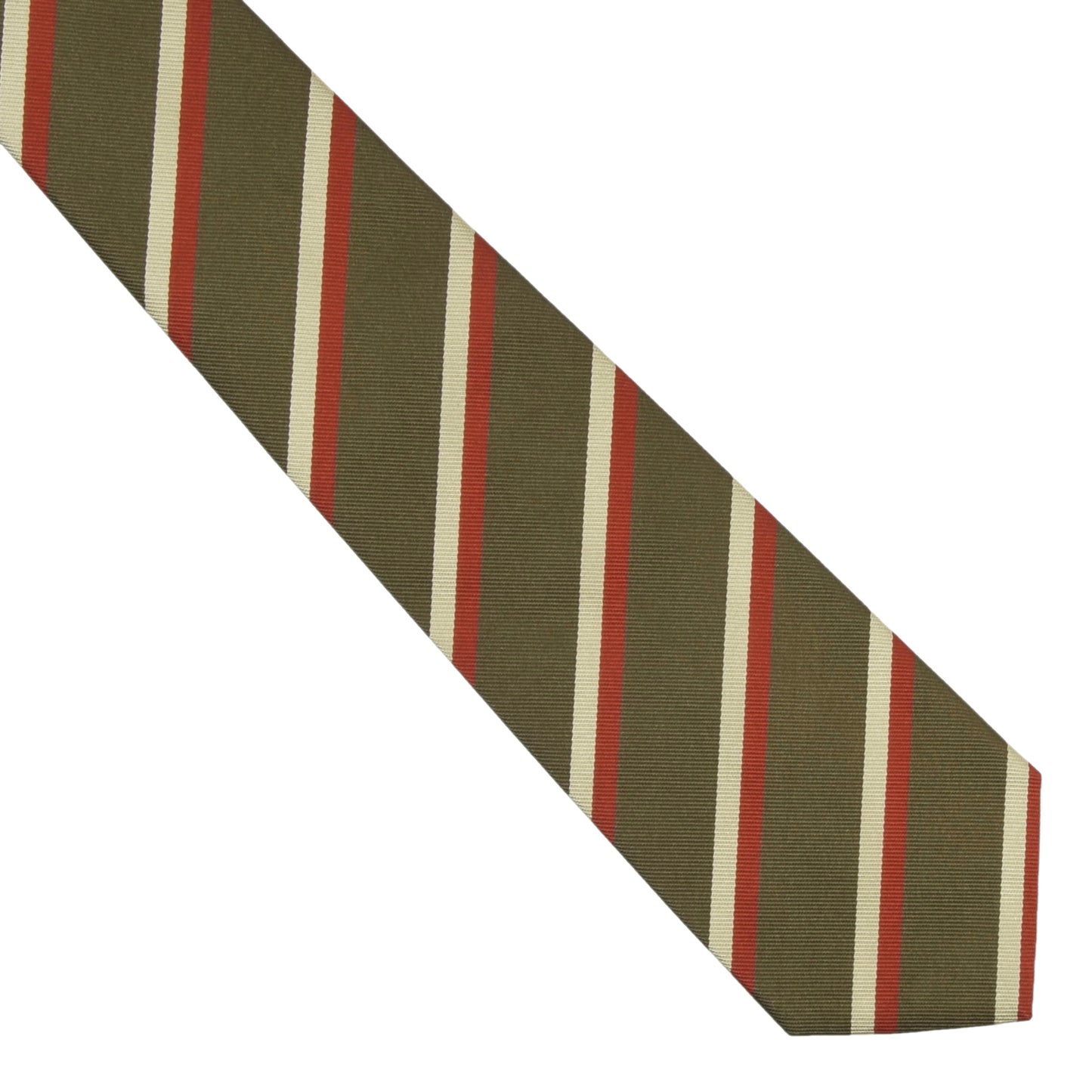 Chester Barrie 100% Silk Repp Stripe Tie ca. 143cm/9cm - Olive/Beige/Orange