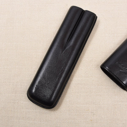 Davidoff Leder Zigarrenetui (2 Zigarren) 17cm - Schwarz