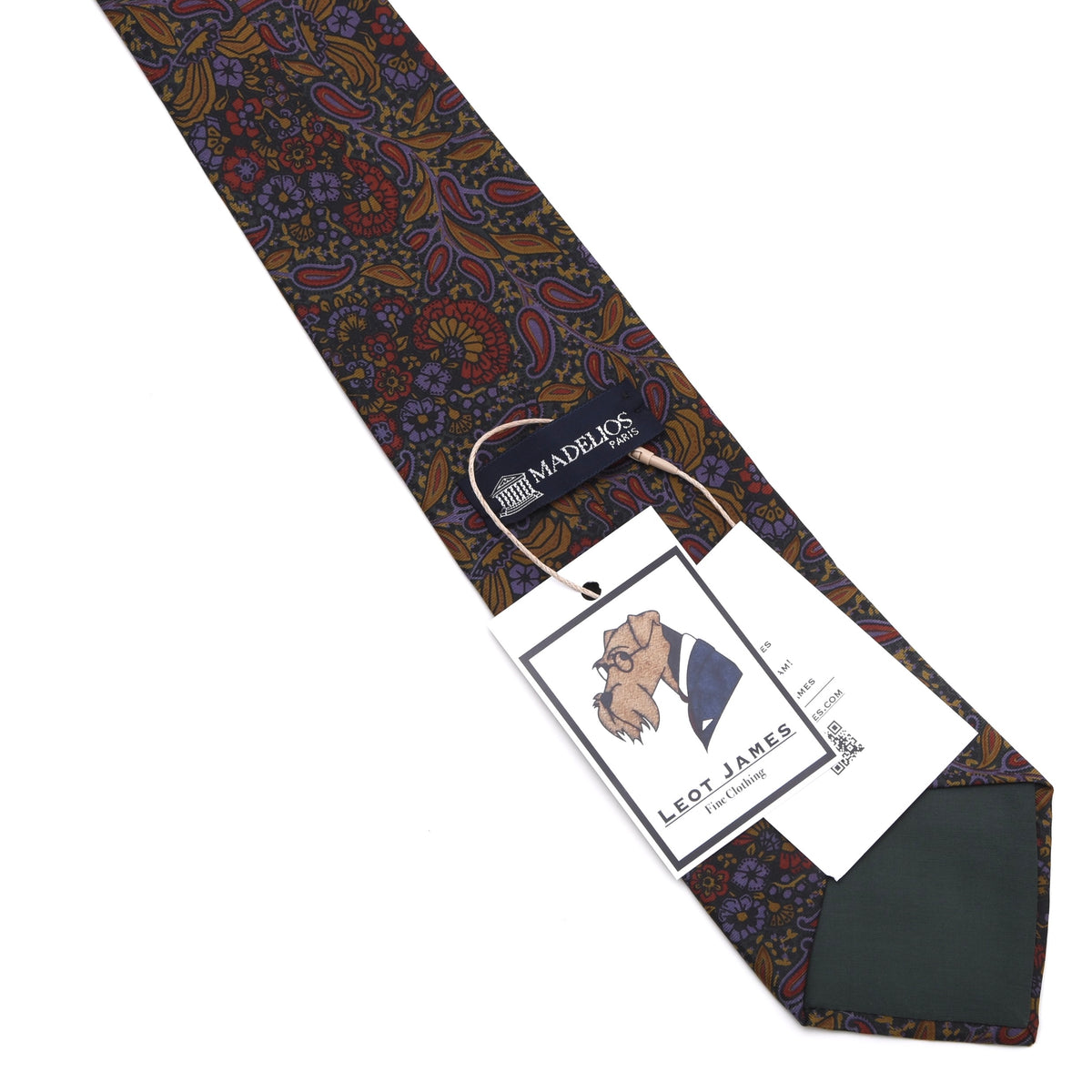Madelios Paris Vintage Seide Krawatte Made in France – Grün Paisley