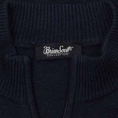 Brian Scott Collection Sweater 50/50 Cashmere/Silk 1/4 Zip Size XL - Navy Blue