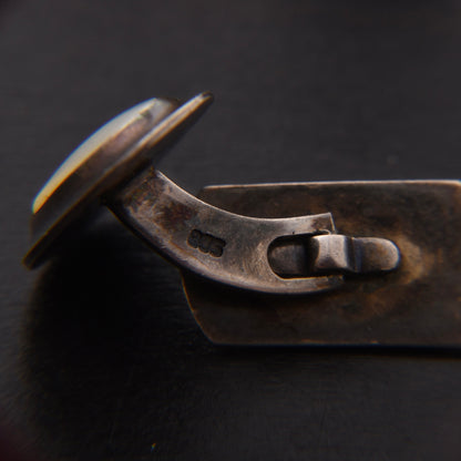 Vintage 835 Silber Manschettenknöpfe & Krawattenklammer Set - Perlmutt