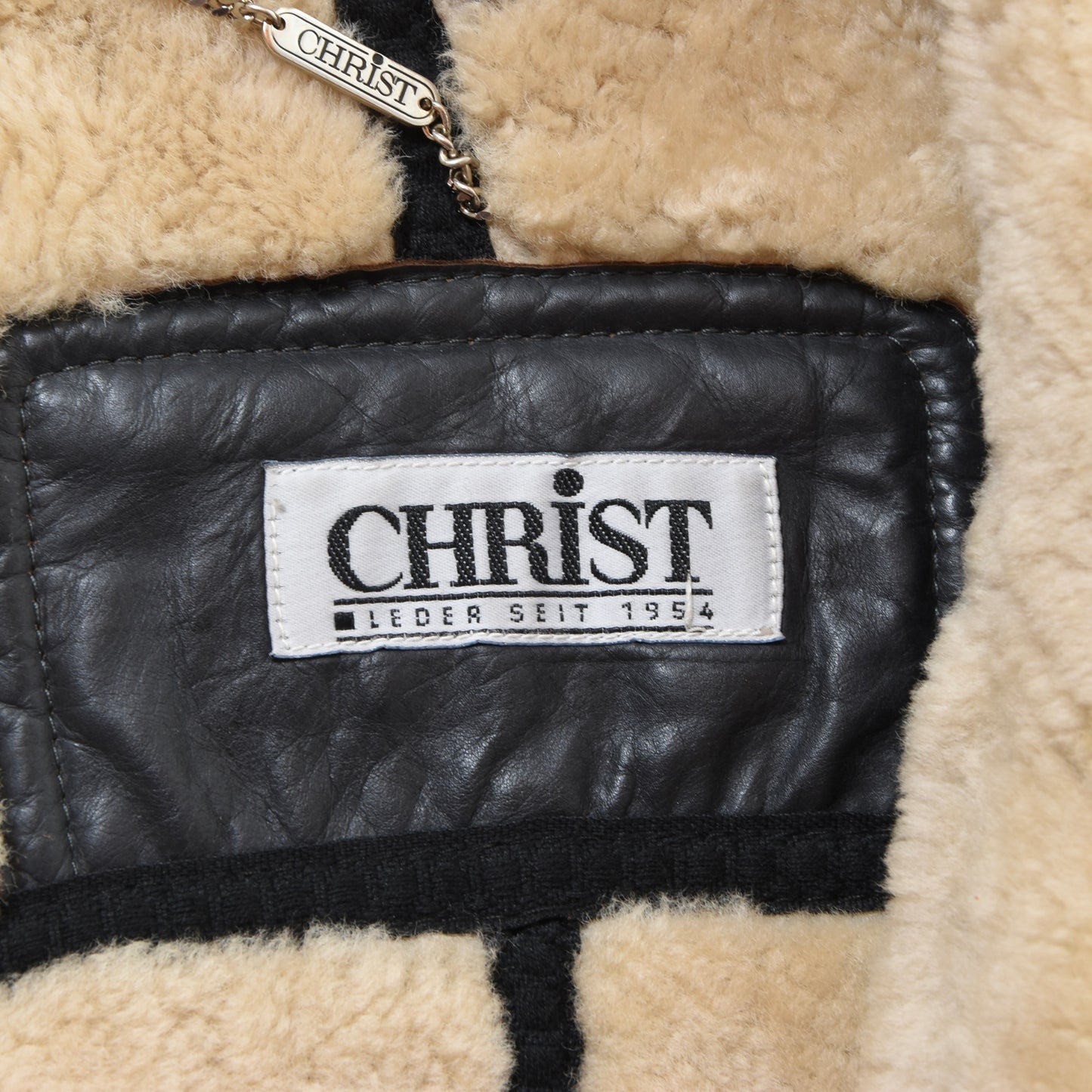 Christ Vintage Shearling Coat Chest ca. 67cm - Charcoal