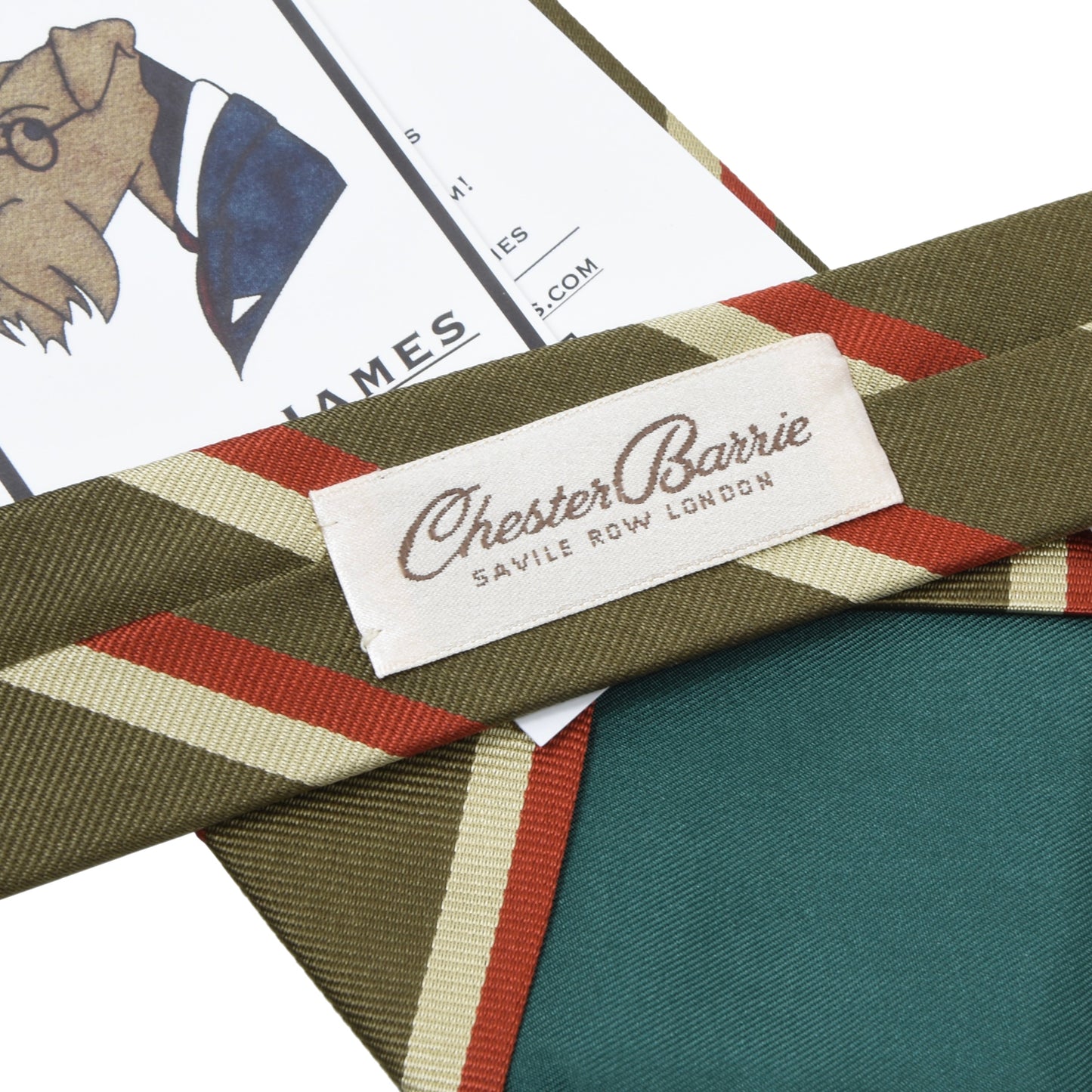 Chester Barrie 100% Silk Repp Stripe Tie ca. 143cm/9cm - Olive/Beige/Orange