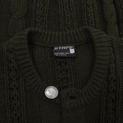 Stapf Tirol Pullover aus 100% Wolle, hergestellt in Österreich, Brustweite ca. 52 cm – Grün