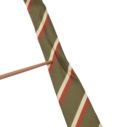 Chester Barrie 100% Silk Repp Stripe Tie ca. 143cm/9cm - Olive/Beige/Orange