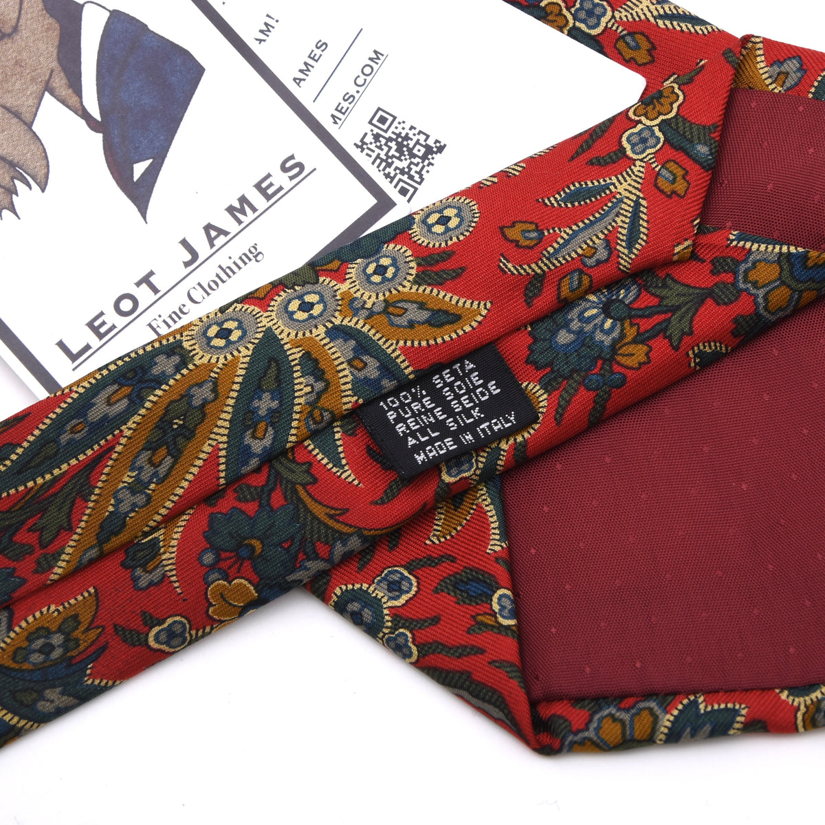 Vintage Prokop Seide Krawatte 138,5 cm Made in Italy - Rot Paisley