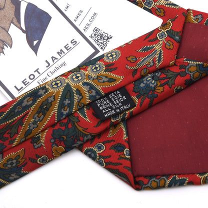 Vintage Prokop Seide Krawatte 138,5 cm Made in Italy - Rot Paisley