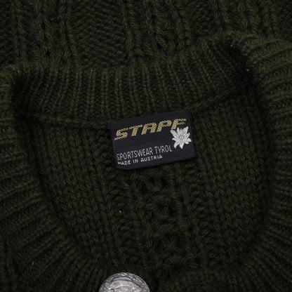 Stapf Tirol Pullover aus 100% Wolle, hergestellt in Österreich, Brustweite ca. 52 cm – Grün