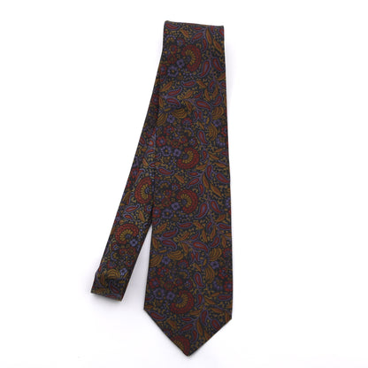 Madelios Paris Vintage Seide Krawatte Made in France – Grün Paisley