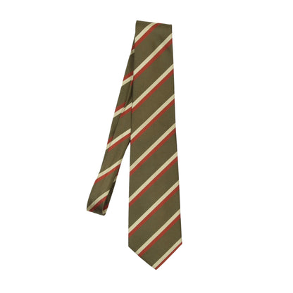 Chester Barrie 100% Silk Repp Stripe Tie ca. 143cm/9cm - Olive/Beige/Orange