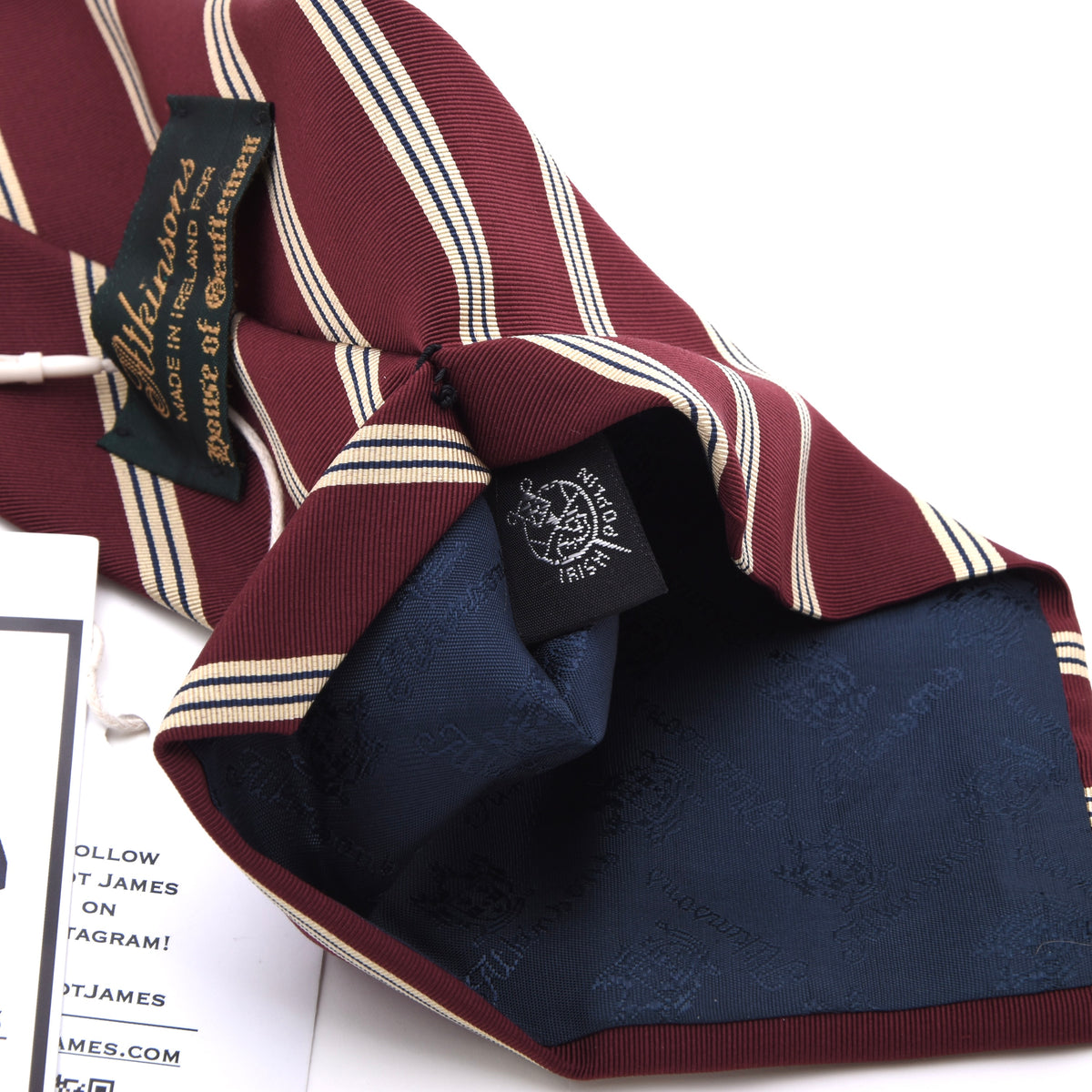 Atkinson's Vintage Irish Poplin Wolle-Seide Krawatte Made in Ireland – Rot Streifen
