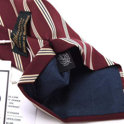 Atkinson's Vintage Irish Poplin Wolle-Seide Krawatte Made in Ireland – Rot Streifen