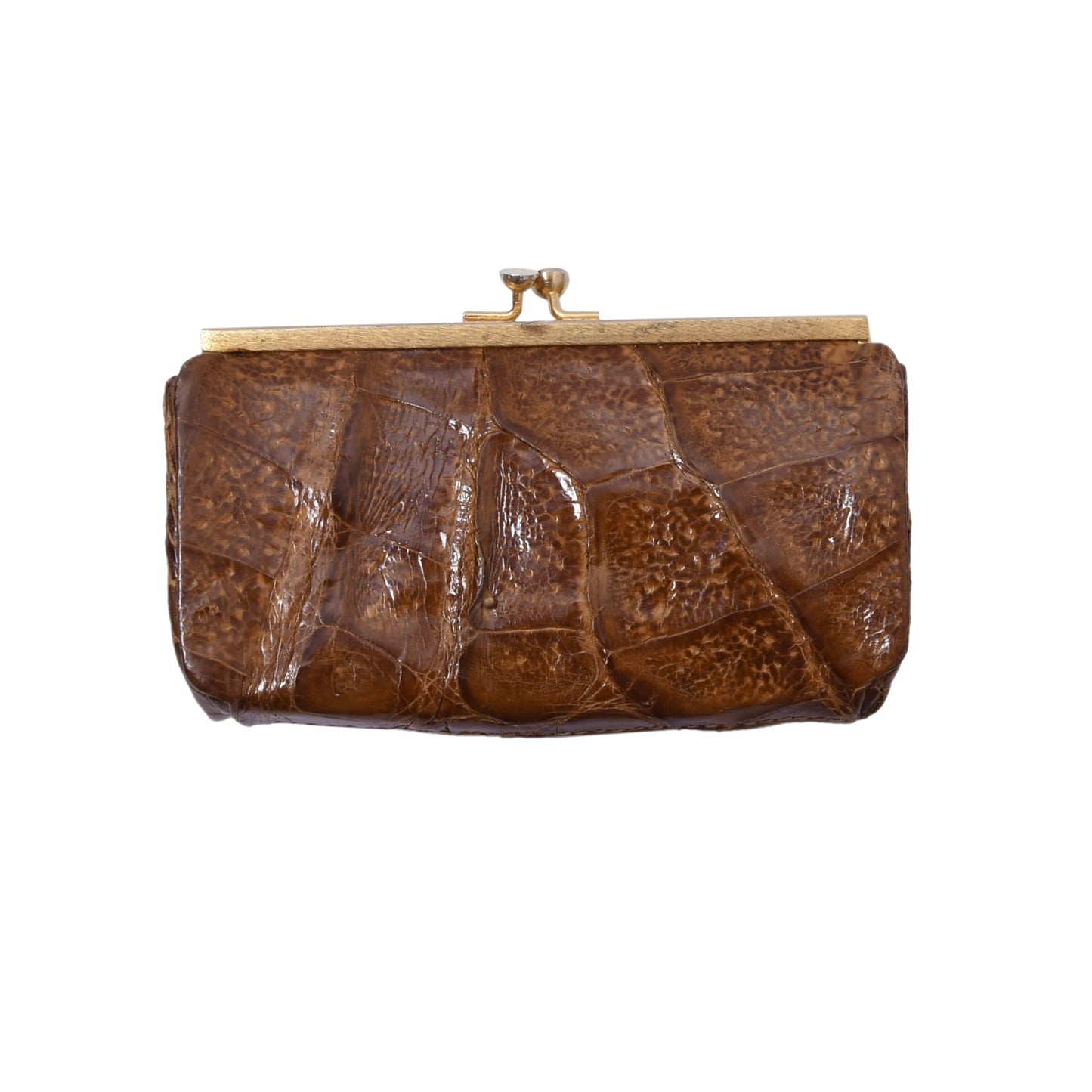 Crocodile Leather Coin Purse/Wallet ca. 12.5cm - Tan
