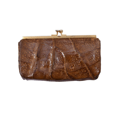 Crocodile Leather Coin Purse/Wallet ca. 12.5cm - Tan